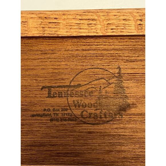 Vtg Tennessee Wood Crafters Oak Keepsake Box Quilted Heart Insert 9” Folk Art - Picture 8 of 14